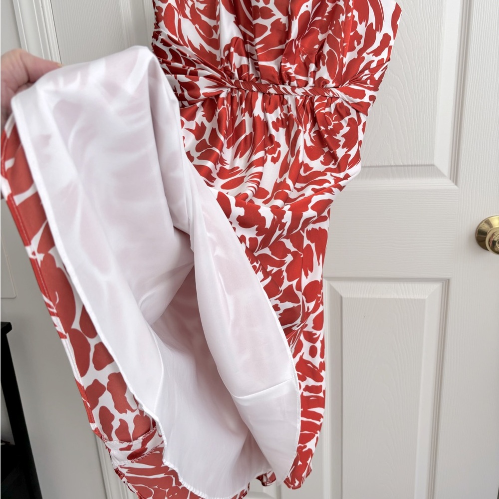 NWOT ALRED ANGELO SPAGHETTI STRAP CORAL & WHITE KNEE LENGTH DRESSY DRESS. SZ 16 - Picture 6 of 10